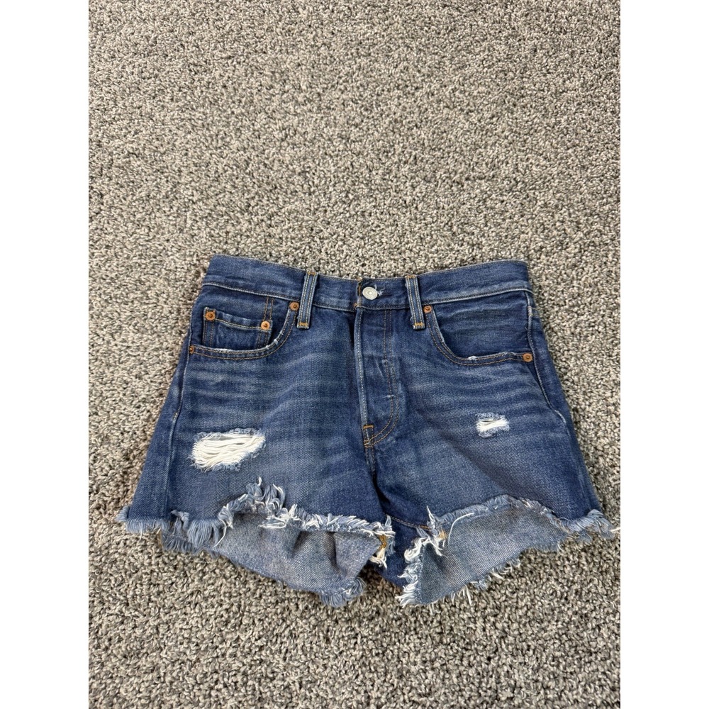 Levi's 501 Original Jean Shorts Womens 25 Blue Denim Button Fly